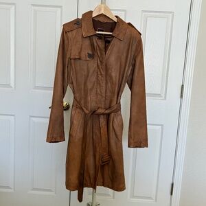 Vintage Gap leather Tan trench coat M